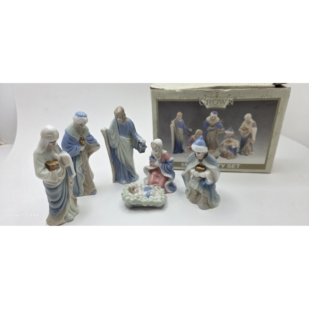 Nativity Set 6 piece New in Box 3.5 Inch Crown Accents